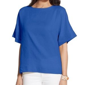 Chico's Blue 100% Linen Lagenlook Relaxed Fit Cana Top - Size XXL